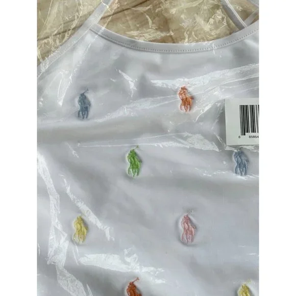 NWT Polo Ralph Lauren Big Girls Multi Color Polo Pony Embroidered SWIMSUIT - Picture 2 of 7